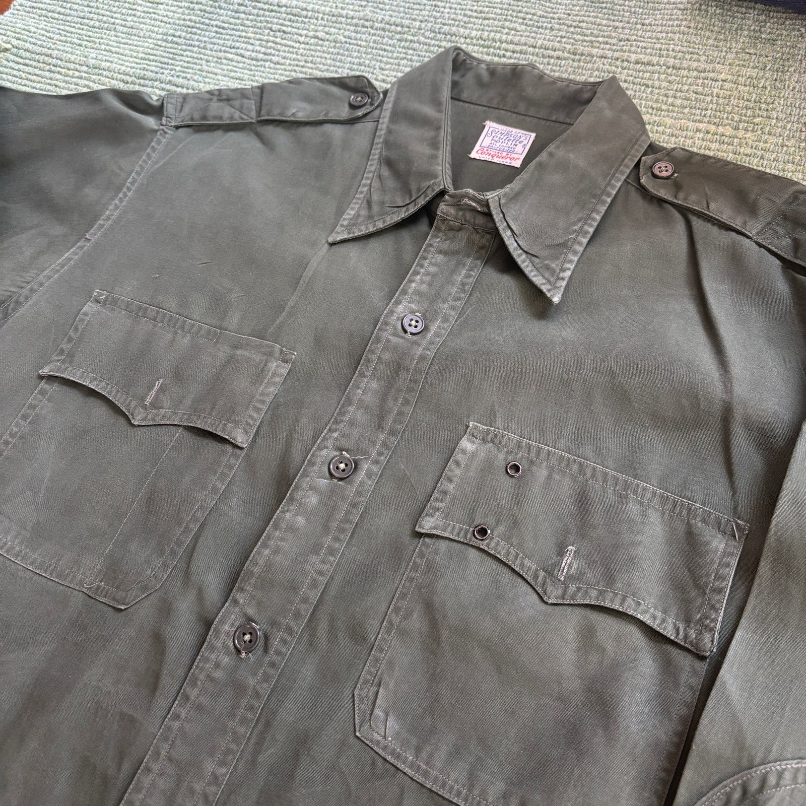 Vintage True Vintage 1950s Sanforized Waxed Cotton Poplin Shirt L Size US L / EU 52-54 / 3 - 7 Thumbnail