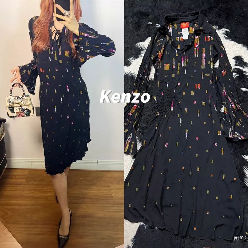 Kenzo KENZO Lapels pleated straps dress Size XS / US 0-2 / IT 36-38 - 1 Thumbnail