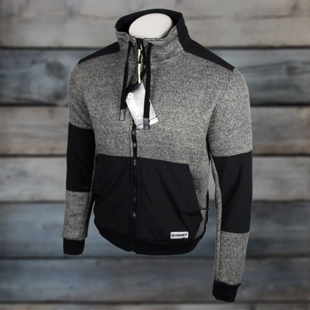 Vintage Hooey Men's Full Zip Sweater Jacket Fleece Lined M Medium Charcoal Black HJ093XH Size US M / EU 48-50 / 2 - 1 Thumbnail