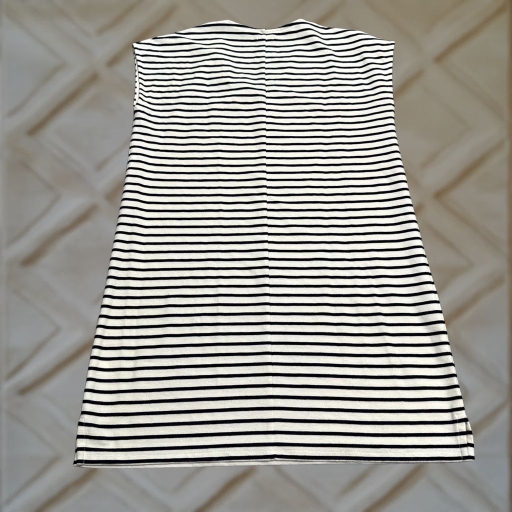 J.Crew J.Crew Striped Sleeveless V-Neck Midi Shift Dress Womens Small Navy Blue White Size S / US 4 / IT 40 - 1 Thumbnail