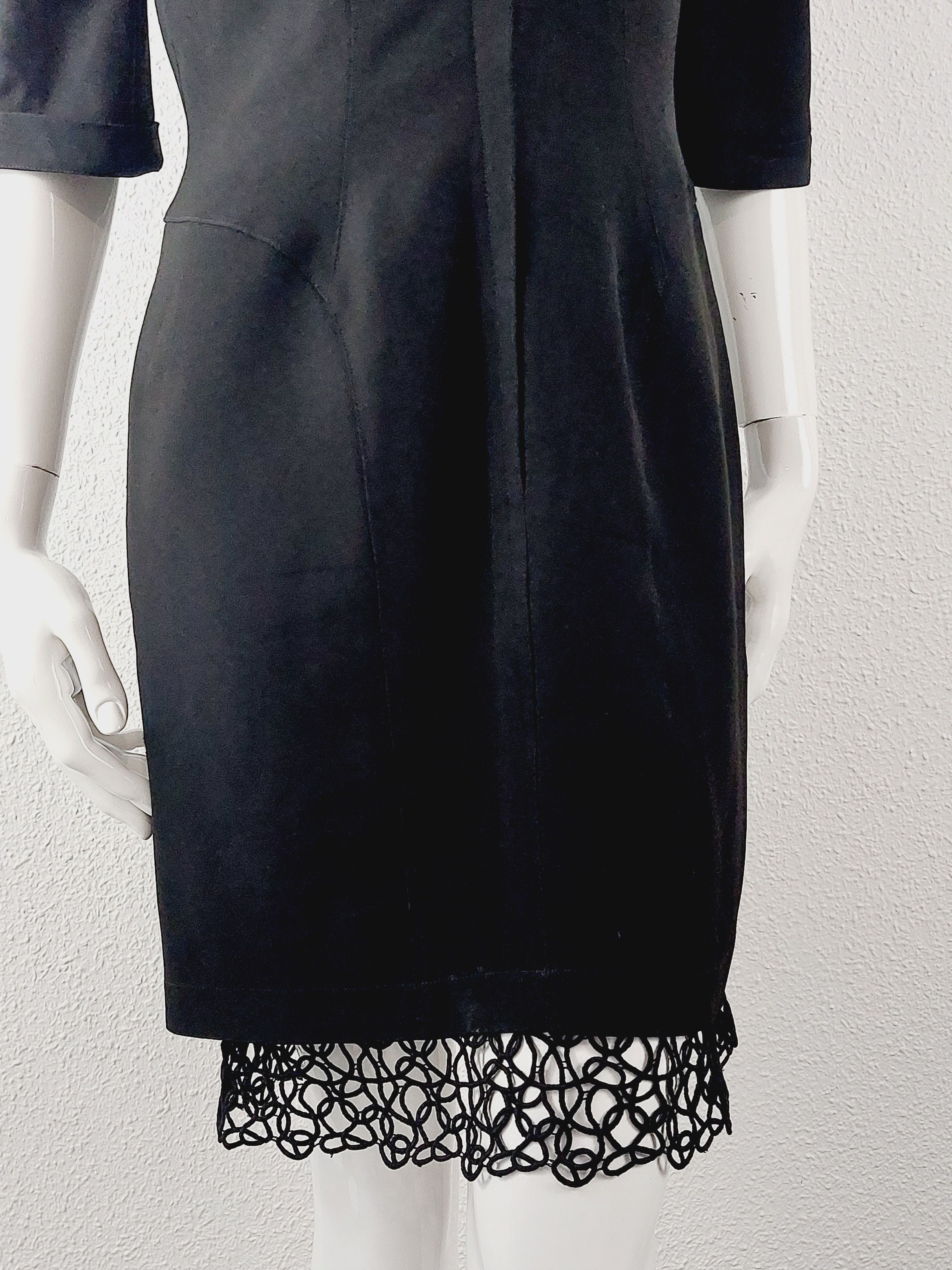 Thierry Mugler Thierry Mugler Archival Black Lace Open Back Cocktail Dress Size S / US 4 / IT 40 - 9 Thumbnail