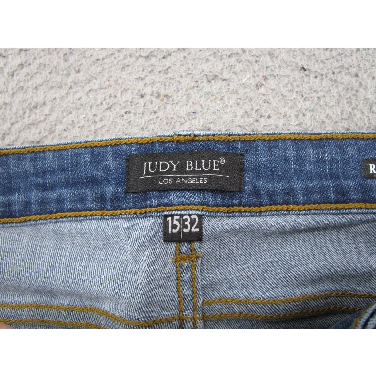 Denime Judy Blue Jeans Distressed Stretch Denim Straight Womens Size 15x32 Blue 5-Pocket Design Vintage No Size 36" / US 14 / IT 50 - 4 Thumbnail