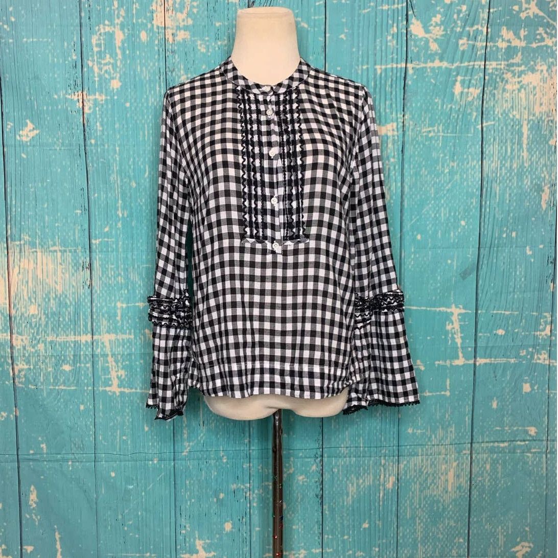 J.Crew J.Crew black white long sleeves gingham tunic blouse size 4 Size S / US 4 / IT 40 - 7 Thumbnail