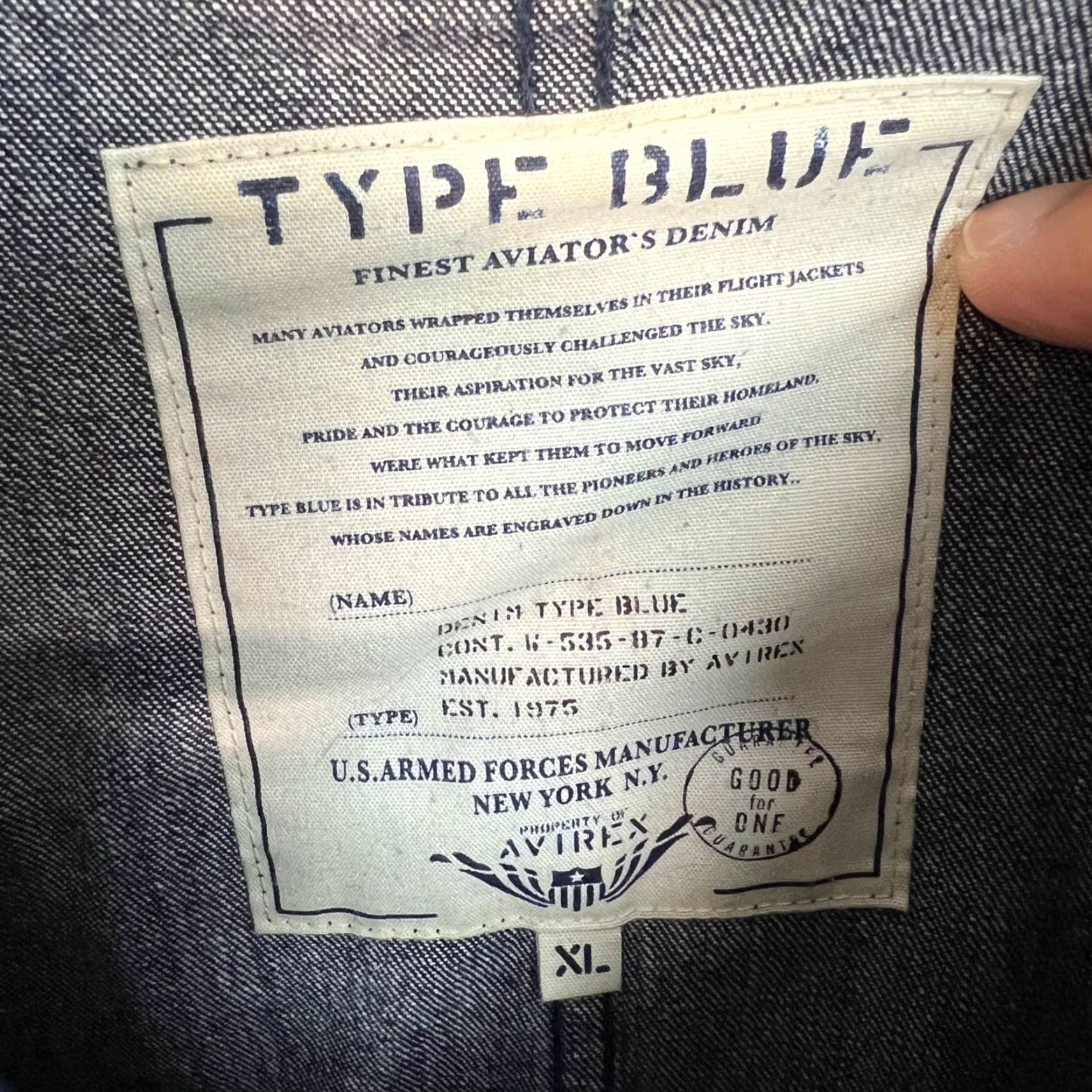 Avirex VINTAGE Avirex Jacket Denim Blue Aviator Mens XL Size Size US XL / EU 56 / 4 - 3 Thumbnail