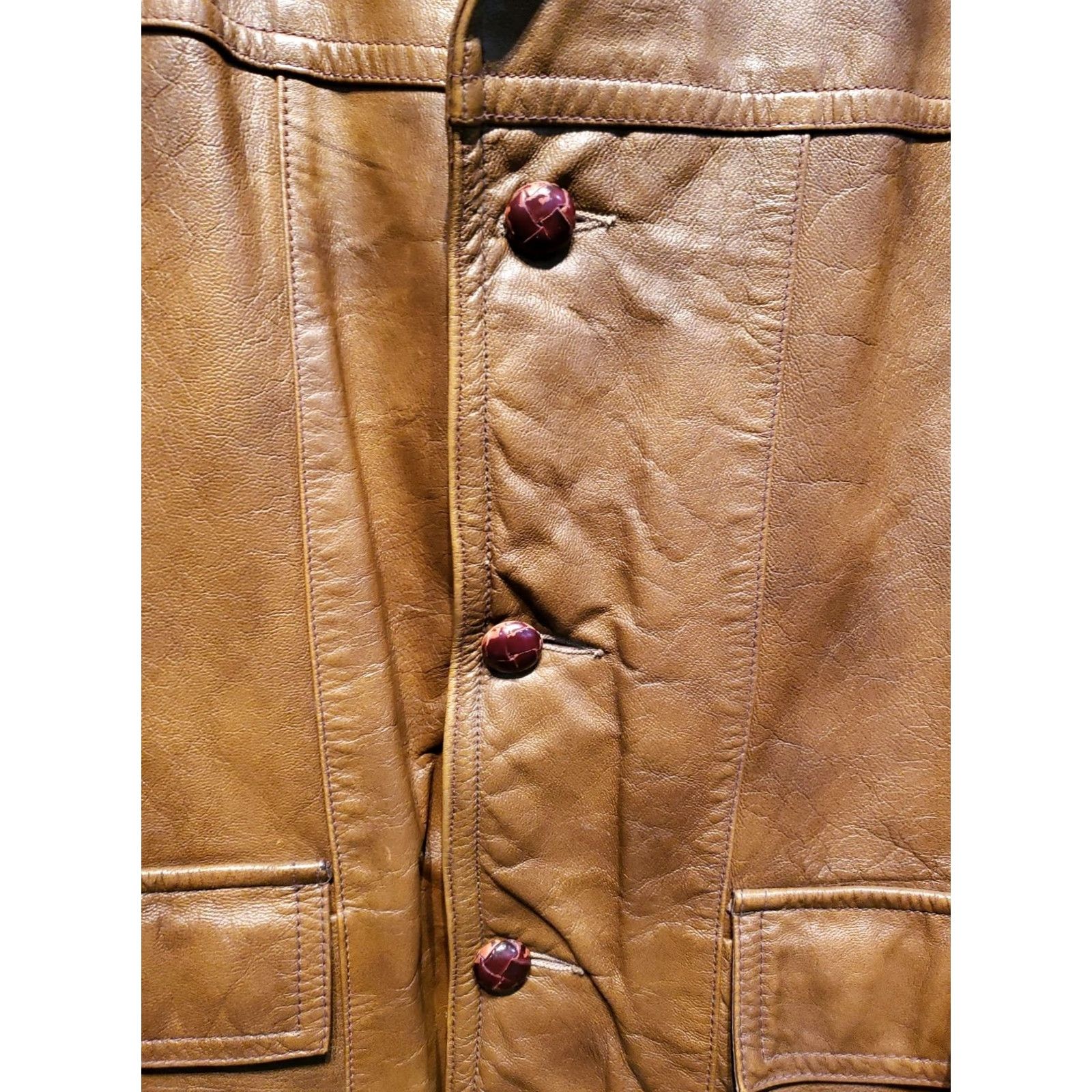 Vintage VINTAGE Wickfield Sportswear Goatskin 70s Genuine Brown Lined Leather Jacket Mens 42 Size US XS / EU 42 / 0 - 4 Thumbnail