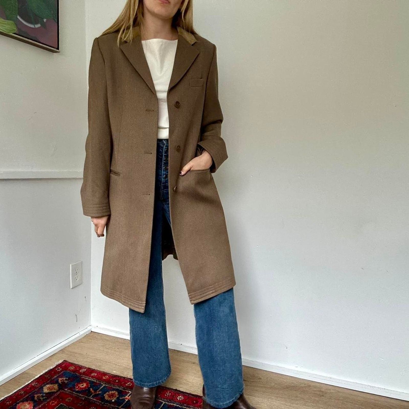 Other Vintage Brown Longline Wool Coat (XS) Size XS / US 0-2 / IT 36-38 - 2 Thumbnail