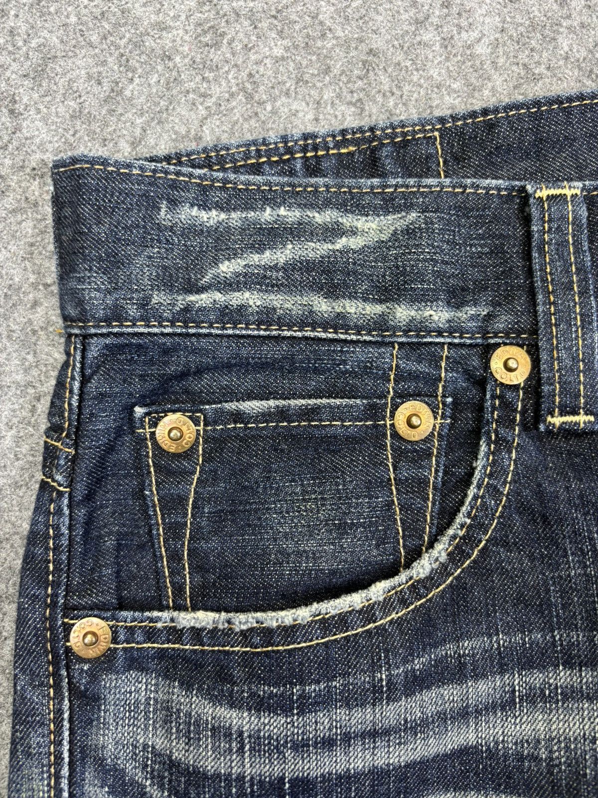 Edwin 💥Distressed Flare💥Edwin 503 Crazy Distressed Denim F916 Size US 31 - 6 Thumbnail