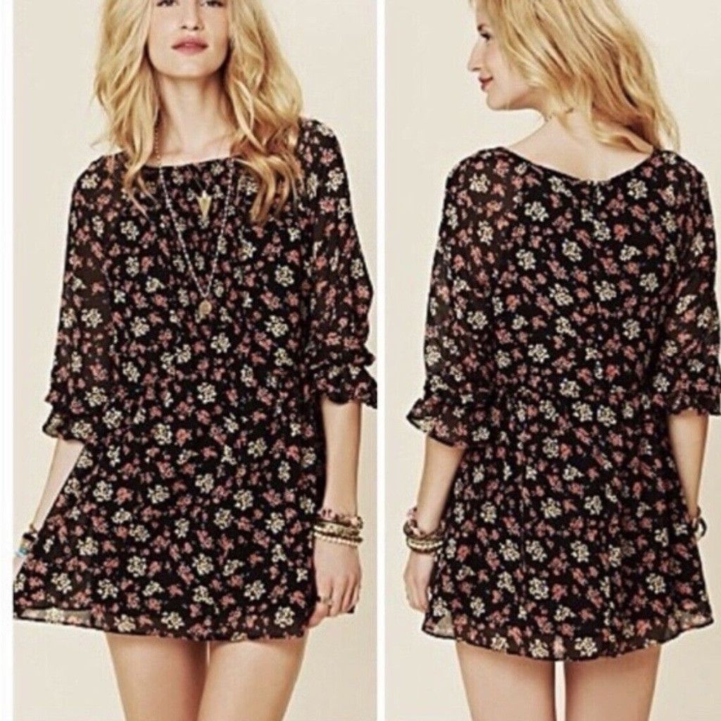 Free People Free People Doll Pants Chiffon Baby Doll Floral Dress Size 2 Size XS / US 0-2 / IT 36-38 - 4 Thumbnail