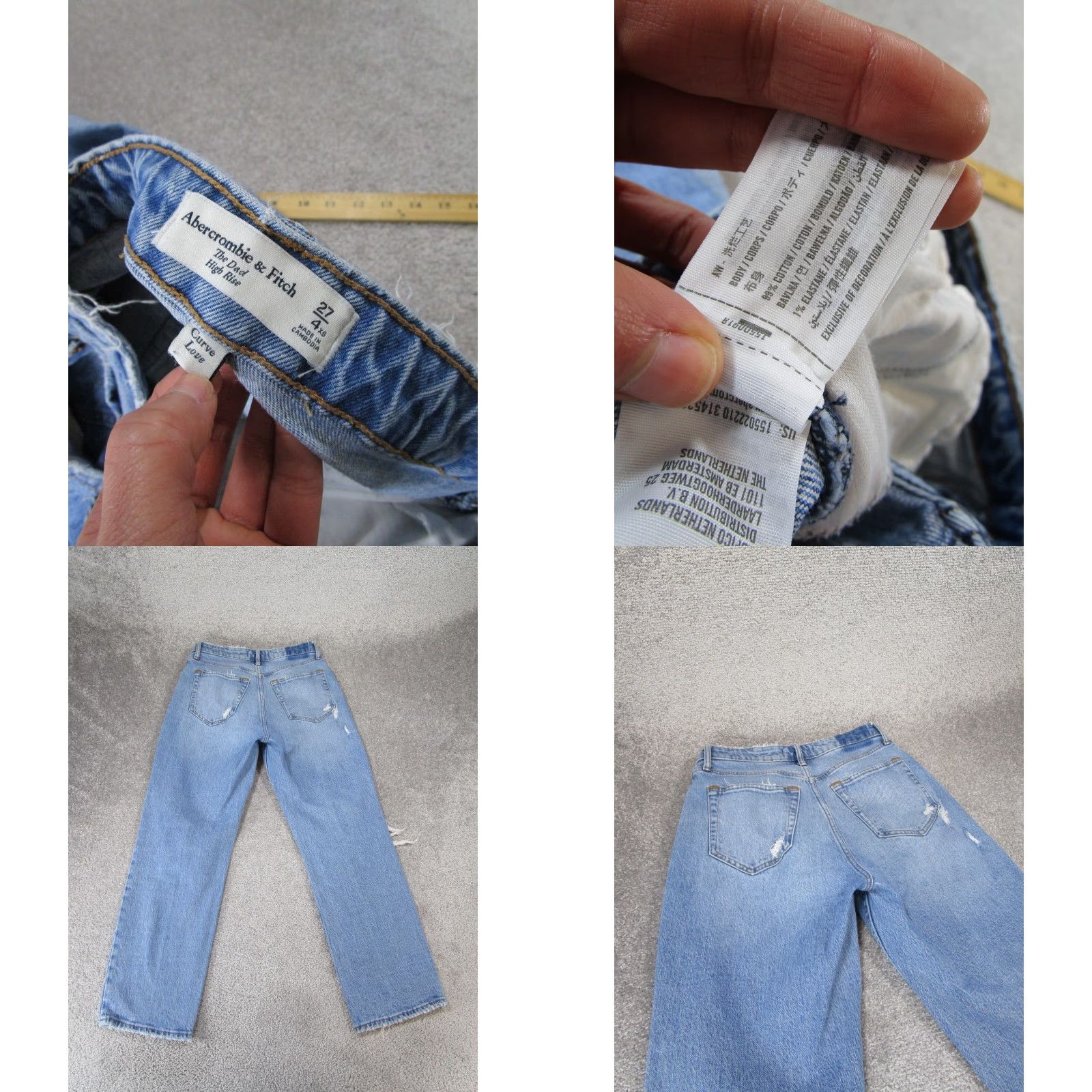 Abercrombie & Fitch Abercrombie & Fitch Jeans Womens 27P Petite The Dad High Rise Light Wash Denim Blue Straight 27P Womens Jeans Size 27" / US 4 / IT 40 - 8 Thumbnail