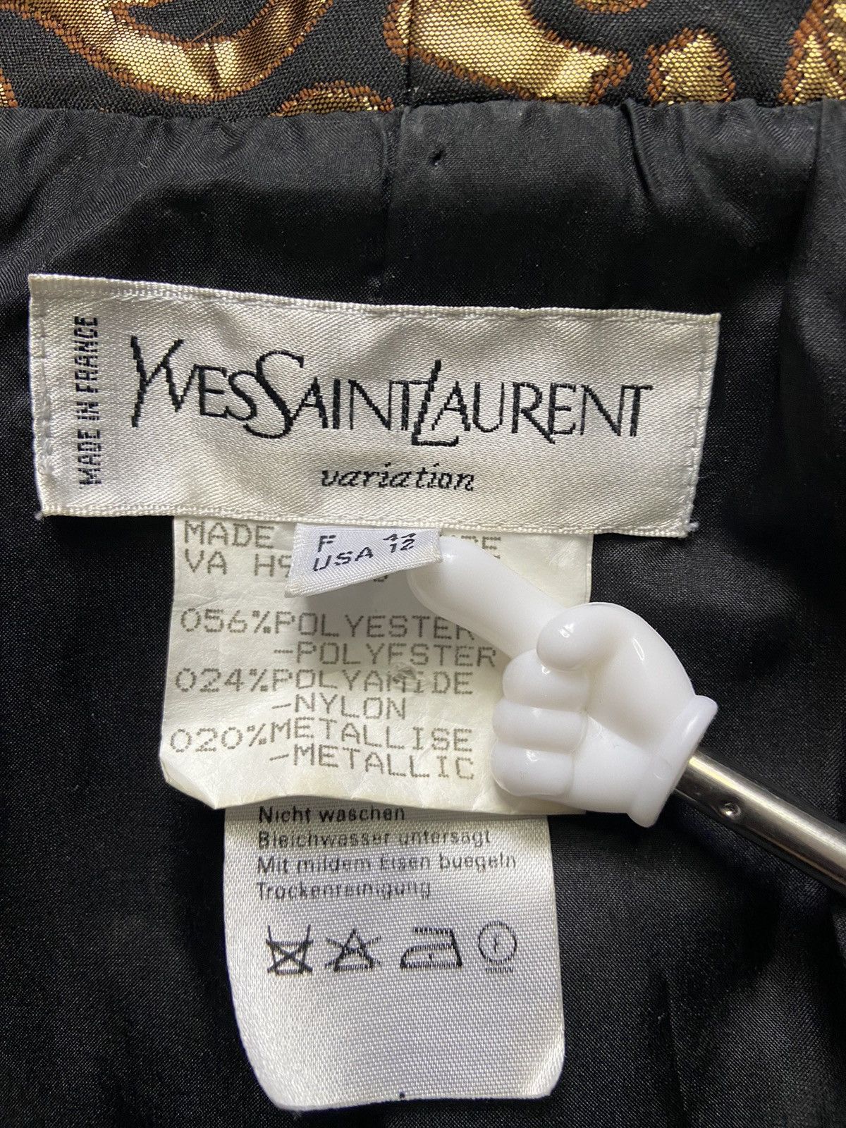 Yves Saint Laurent Yves Saint Laurent Variation Gold Jacquard Pattern Blazer Size XL / US 12-14 / IT 48-50 - 9 Thumbnail