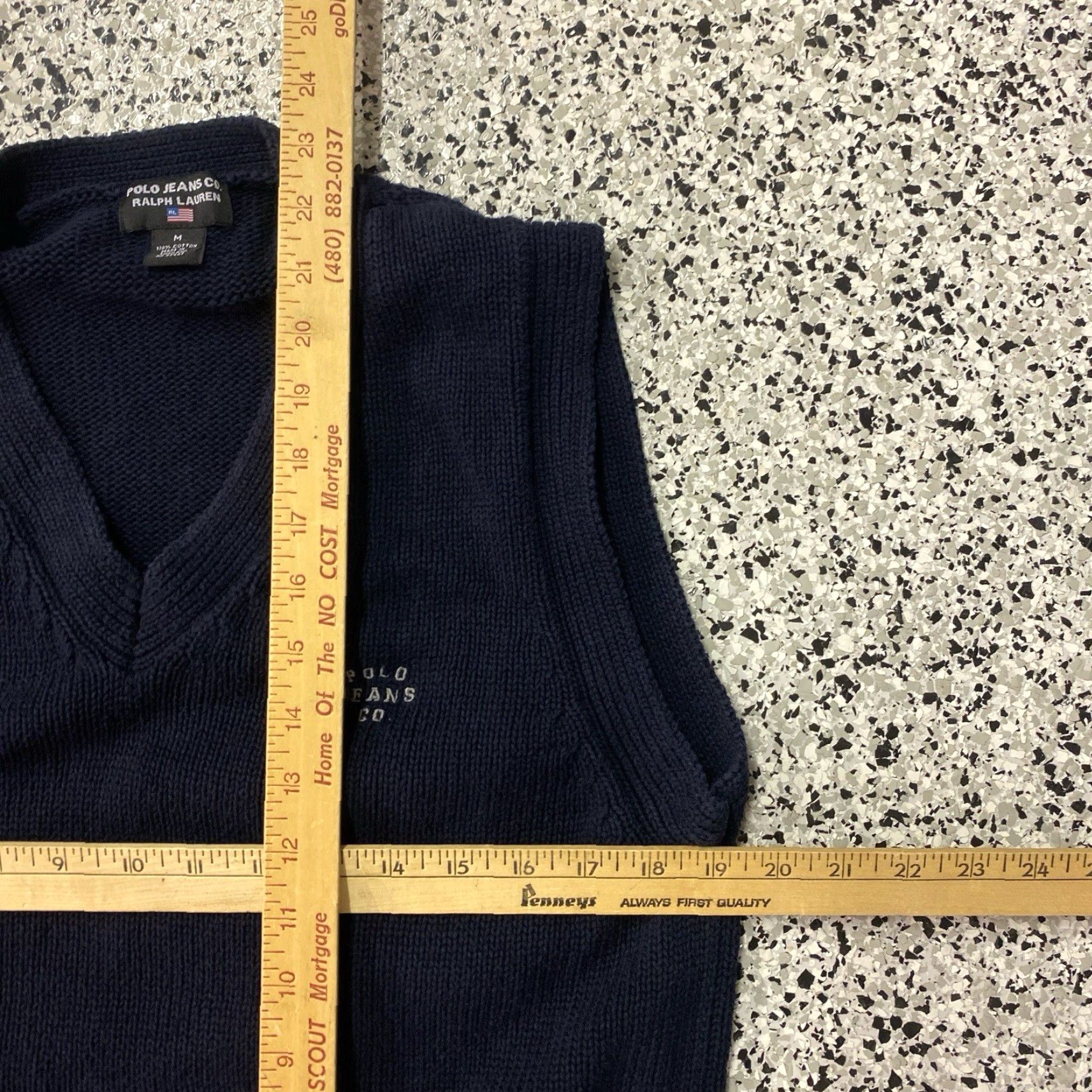 Polo Ralph Lauren VINTAGE Polo Ralph Lauren Sweater Vest Mens Medium Navy Knit Cotton Spellout 90s Size US M / EU 48-50 / 2 - 3 Thumbnail