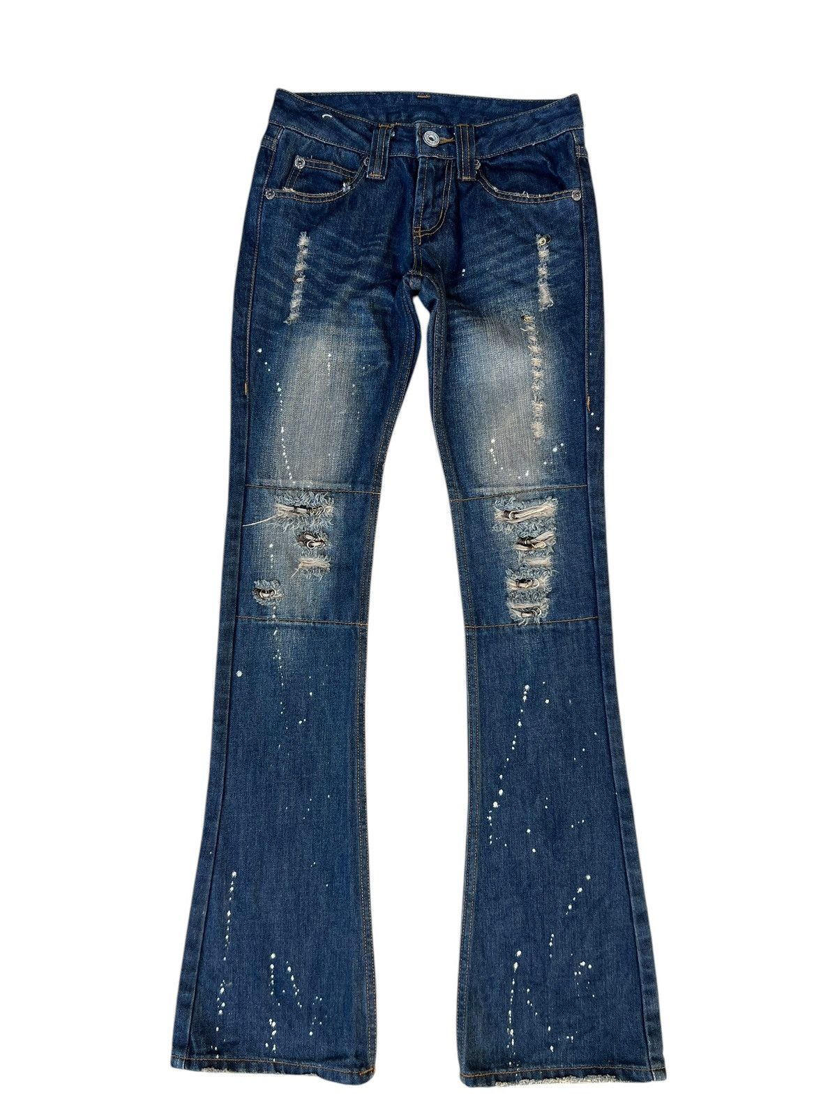 If Six Was Nine × Japanese Brand × Le Grande Bleu (L.G.B.) Material Girl Japan Distressed Denim Super Flare Jeans Size 26" / US 2 / IT 38 - 1 Thumbnail