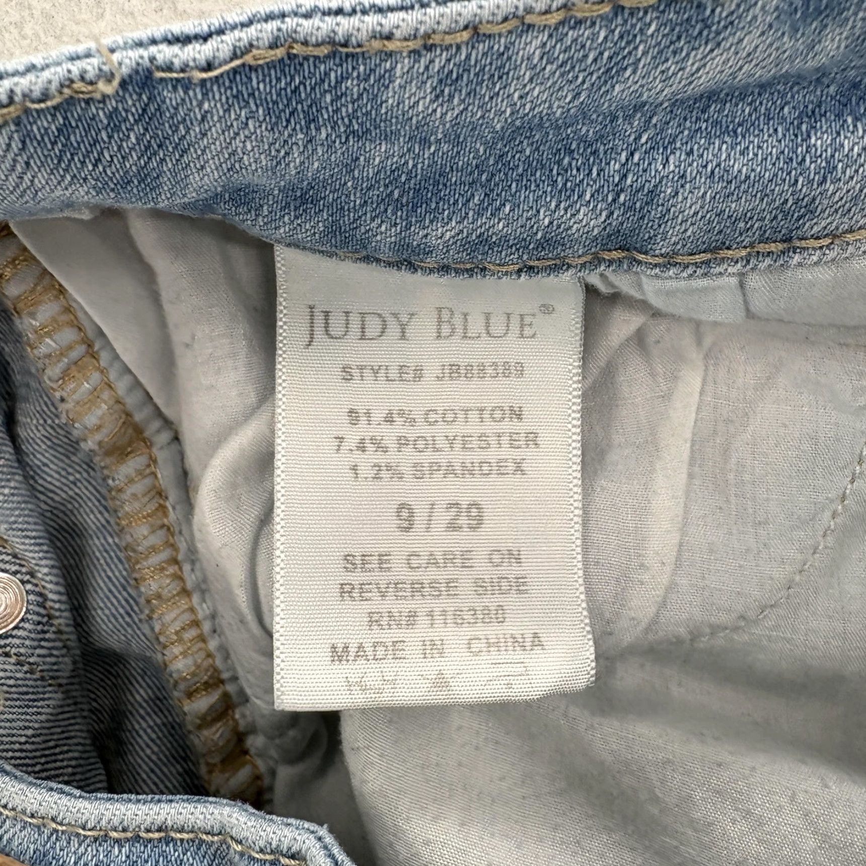 Vintage Judy Blue Jeans Women Boyfriend Fit Distressed Raw Hem Stretch 9/29 Blue Light Wash Regular 29in Inseam 26in Jeans Womens Size 29" - 6 Thumbnail
