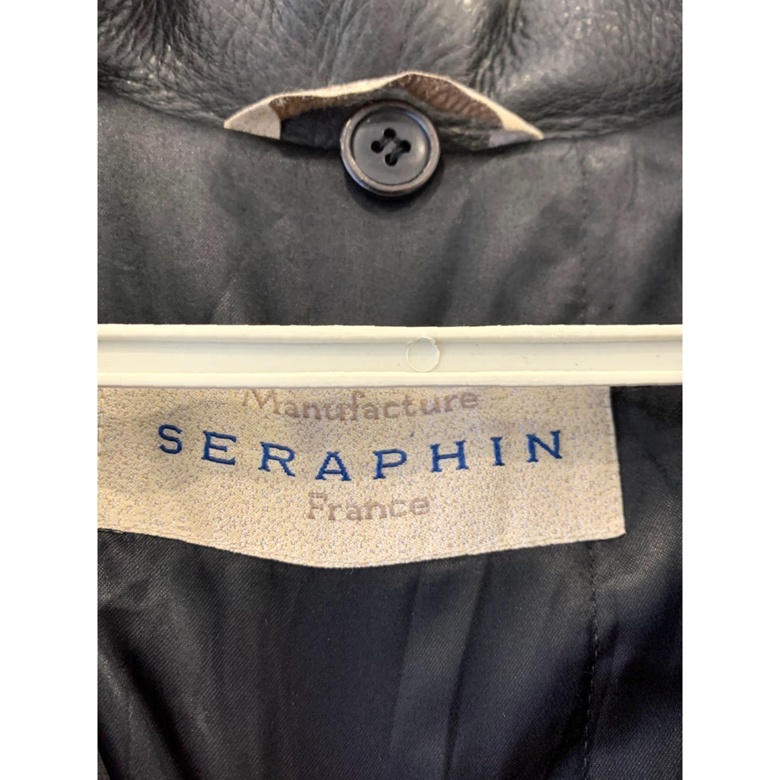 Vintage VINTAGE Seraphin Paris Leather Jacket Men’s XL Oversized Black Leather Coat - Classic Zip Front, Made in France Size US XL / EU 56 / 4 - 4 Thumbnail