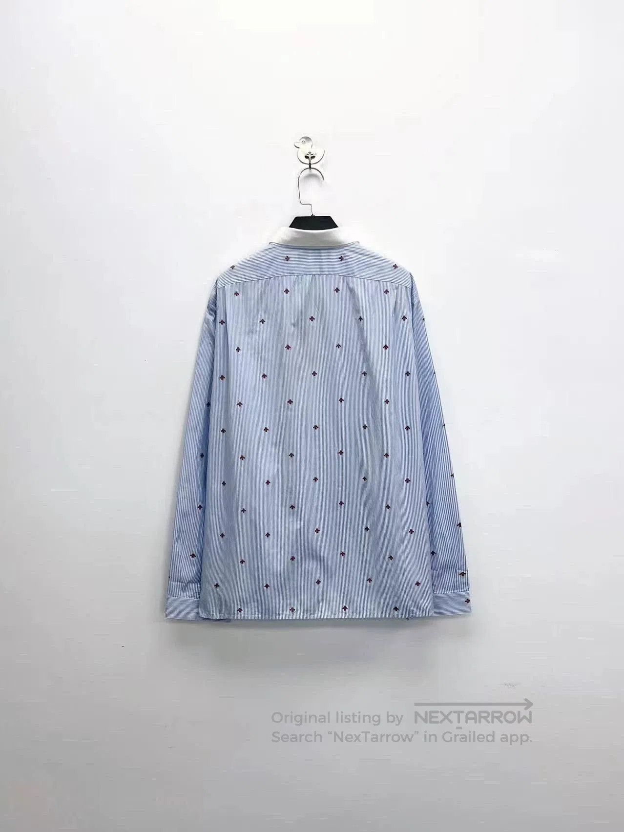Gucci Gucci Blue Stripe Bee Embroidered Shirt Jacket. Size US M / EU 48-50 / 2 - 2 Thumbnail