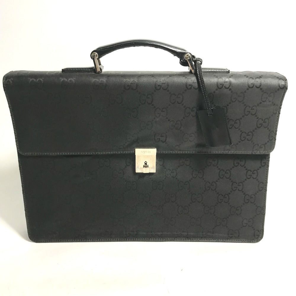 Gucci 002214 Briefcase Gg Handbag Business Bag Nylon/Leather Men Black