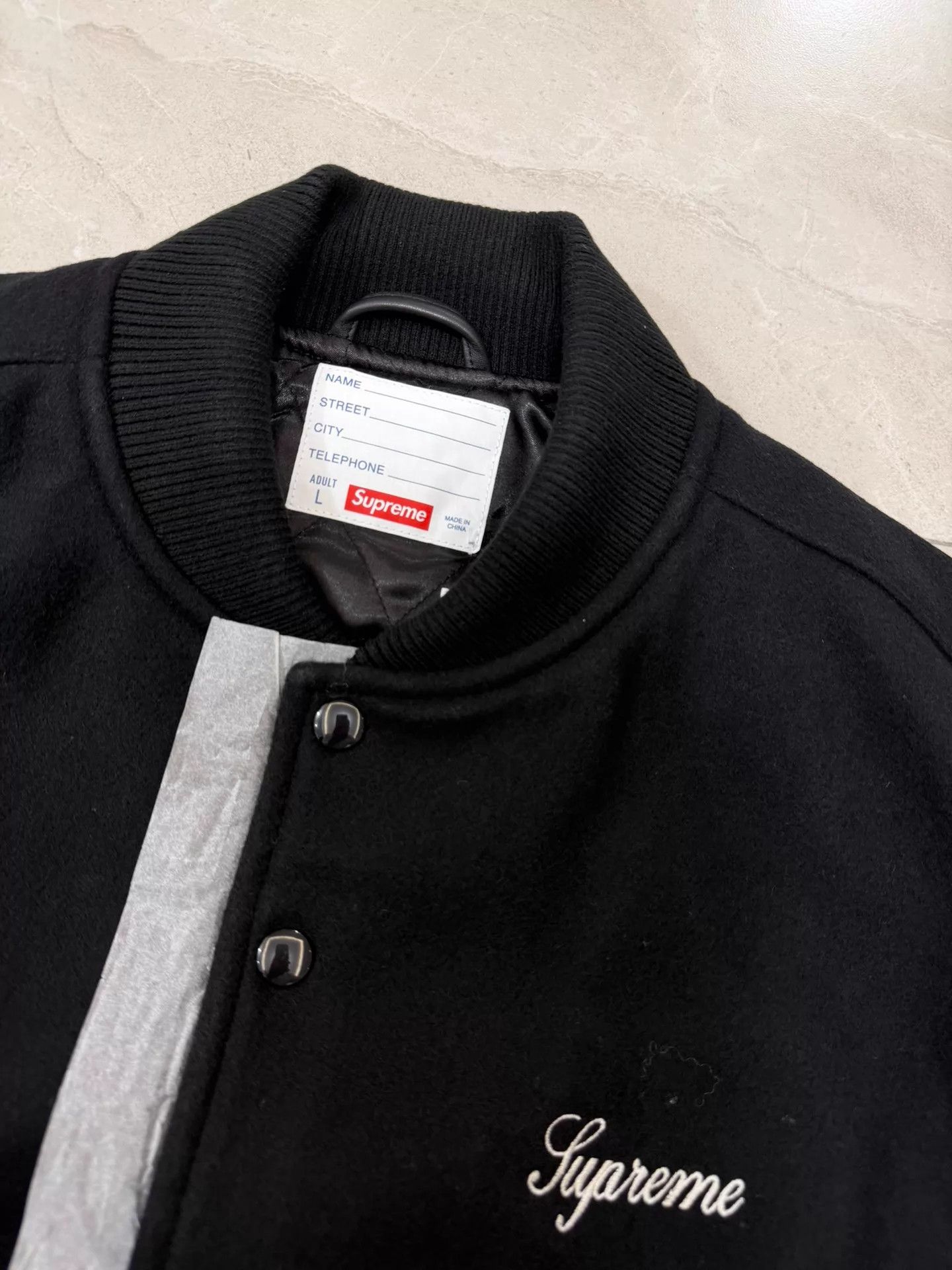 Supreme Supreme SS26 WEEK7 Cross Varsity Jacket Black L Size US L / EU 52-54 / 3 - 2 Thumbnail