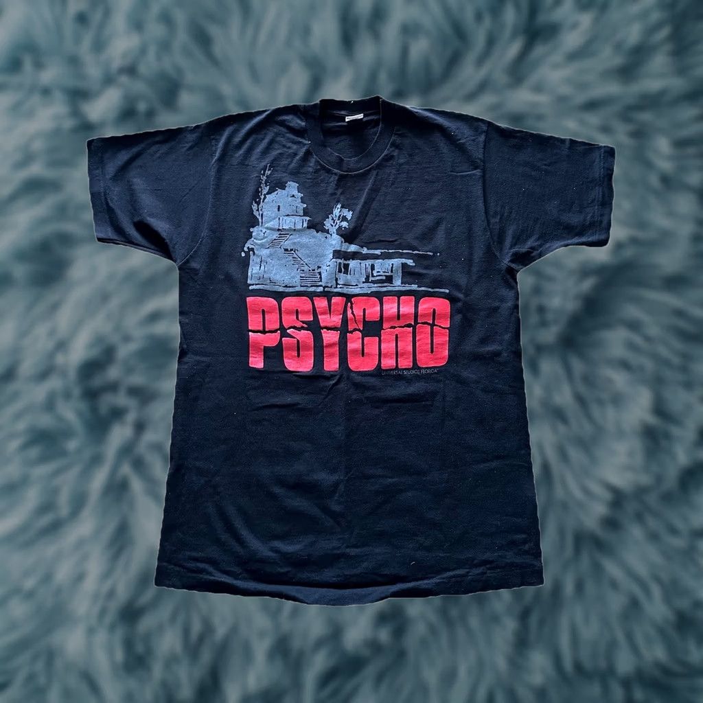 Fruit Of The Loom VINTAGE Universal Studios Psycho Promo T-Shirt XL Black Mens 80s 90s RARE Fruit of the Loom Regular Crew Neck Size US XL / EU 56 / 4 - 1 Thumbnail