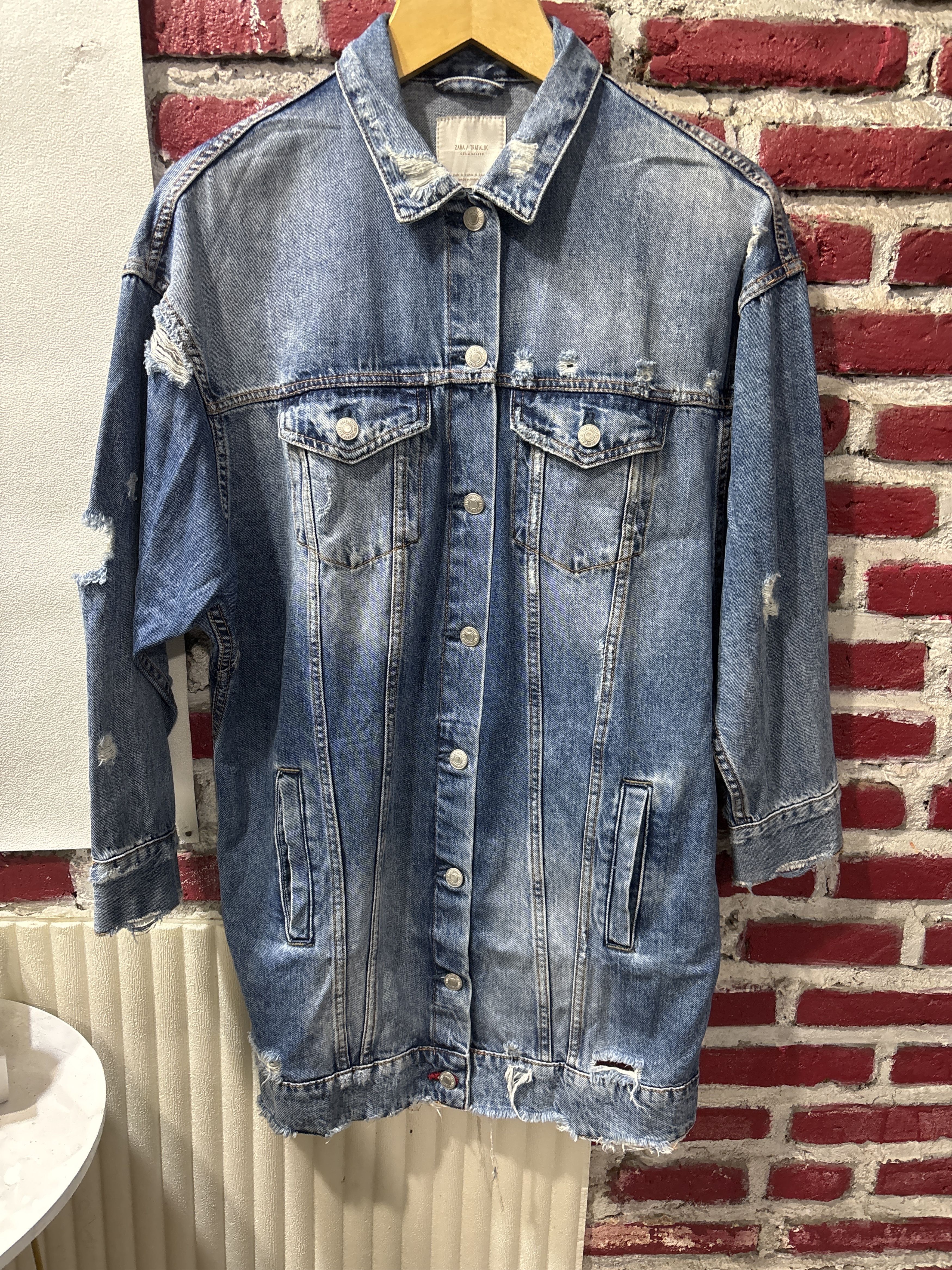Zara Long jacket Denim Zara Size S / US 4 / IT 40 - 1 Thumbnail