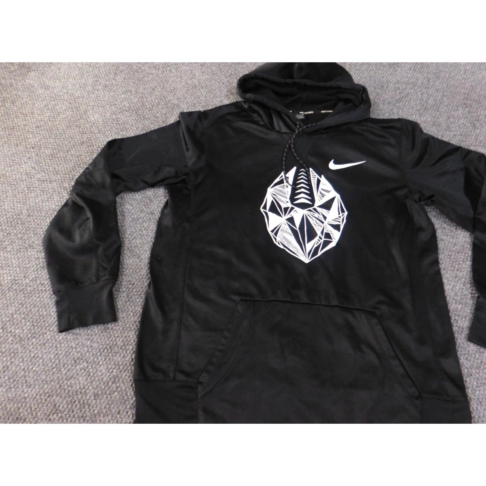 Nike Nike Hoodie Mens Large Black Football Polyester Pullover Graphic Swoosh Kangaroo Pocket Athletic Size US L / EU 52-54 / 3 - 4 Thumbnail