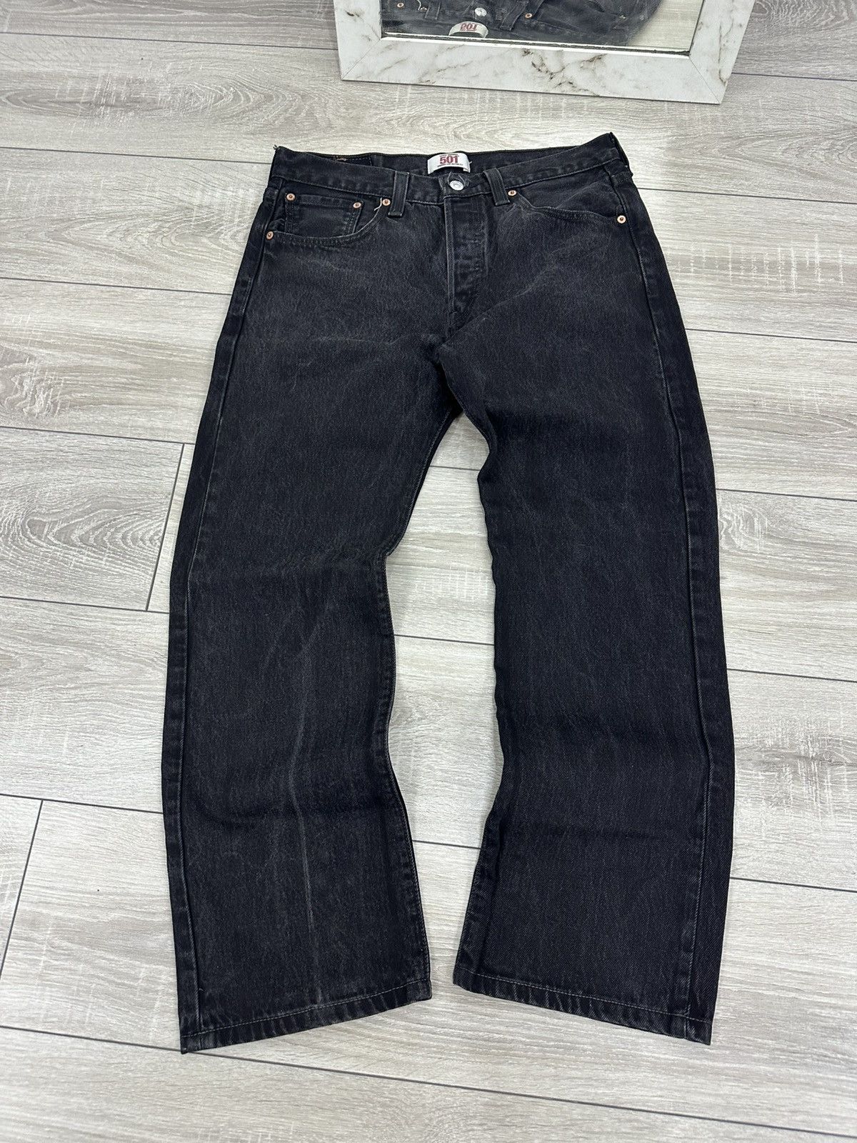 Levi's Levis 501 Black Denim Jeans Faded Vintage Size US 32 / EU 48 - 3 Thumbnail