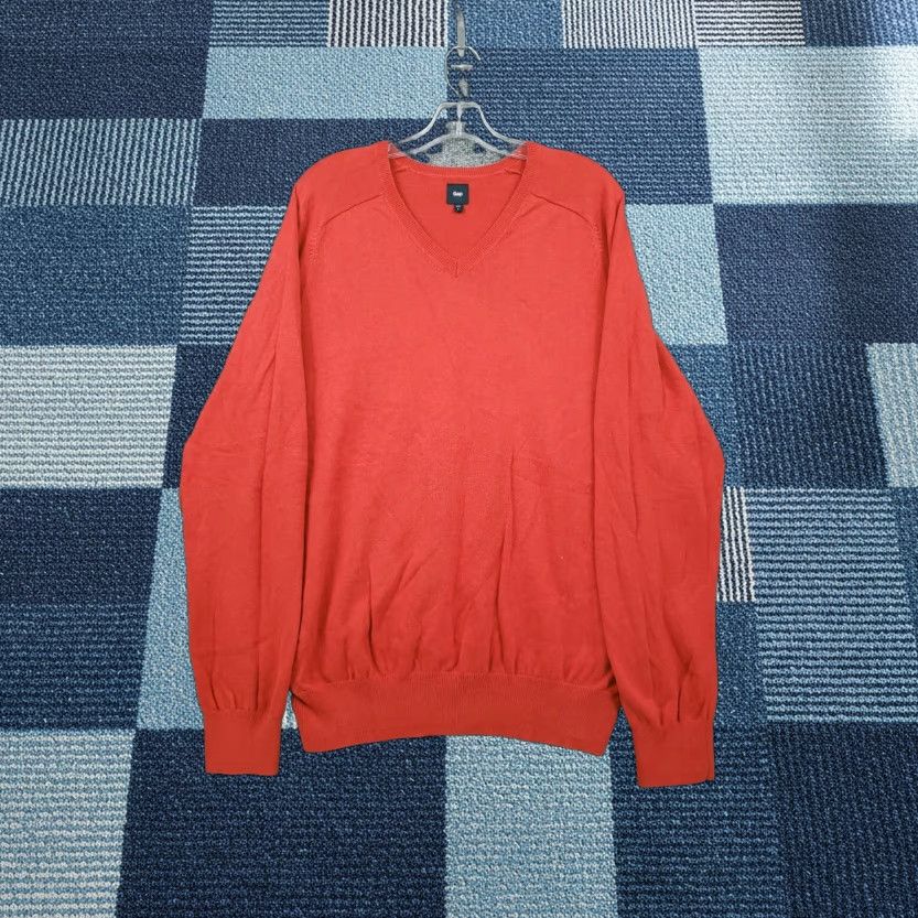 Gap Gap Sweater Mens L Large Orange Pullover V-Neck Long Sleeve Cotton Knit Size US L / EU 52-54 / 3 - 1 Thumbnail