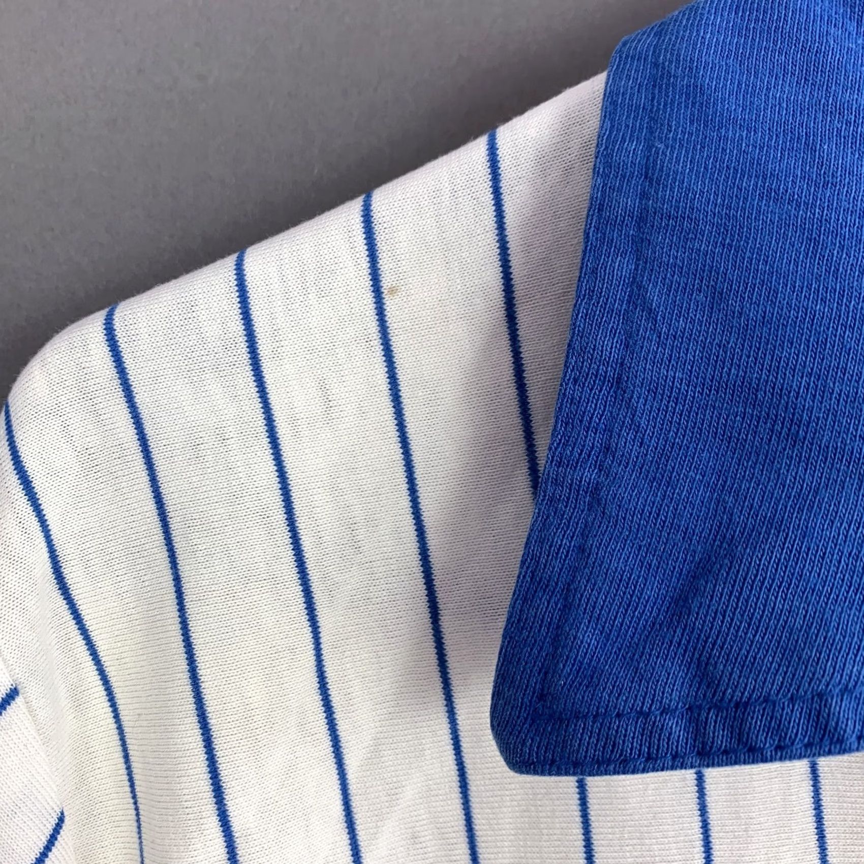 Vintage VINTAGE Boasters Polo Shirt Mens XL Short Sleeve White Blue Pinstripe 1970s Rugby Decade Size US XL / EU 56 / 4 - 4 Thumbnail