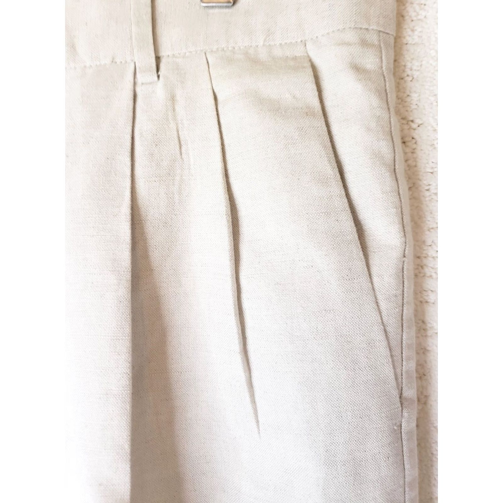 Club Room Club Room Linen Blend Pants 38W x 30L Beige Men Straight Leg Pleated Front Cuffed Regular Fit Business Casual Trousers Size US 38 / EU 54 - 7 Thumbnail