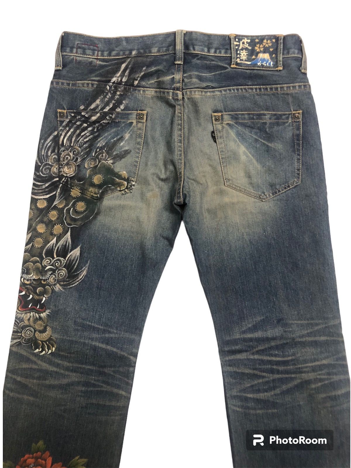 Dragonfly × Japanese Brand RARE!! JAPANESE NAMINORITATSUJIN PRINTED DRAGON JEANS Size US 34 / EU 50 - 5 Thumbnail