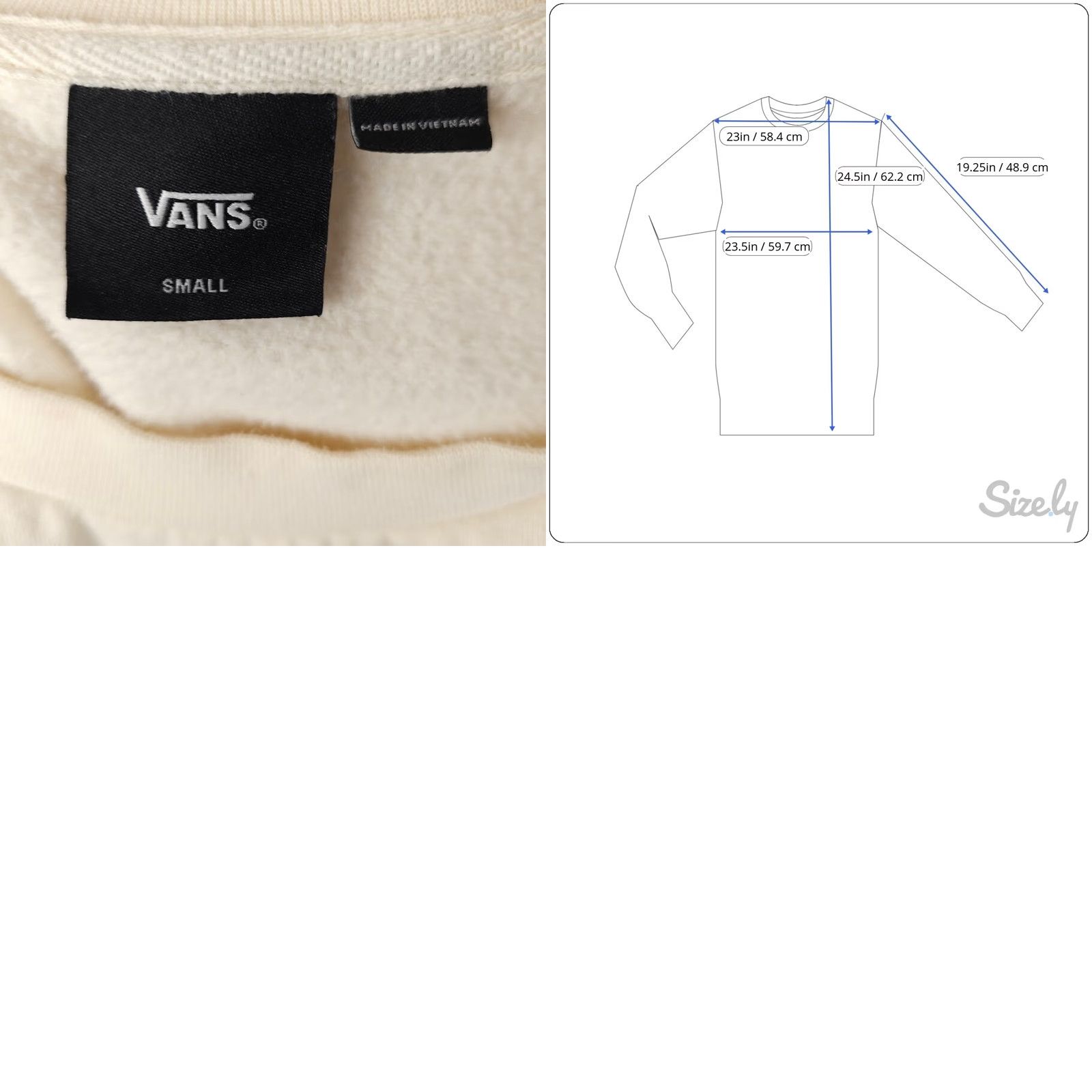 Vans VANS Off The Wall Sweatshirt Womens Size S OVERSIZED Ivory Cotton Blend Crew Neck Pullover Size S / US 4 / IT 40 - 8 Thumbnail