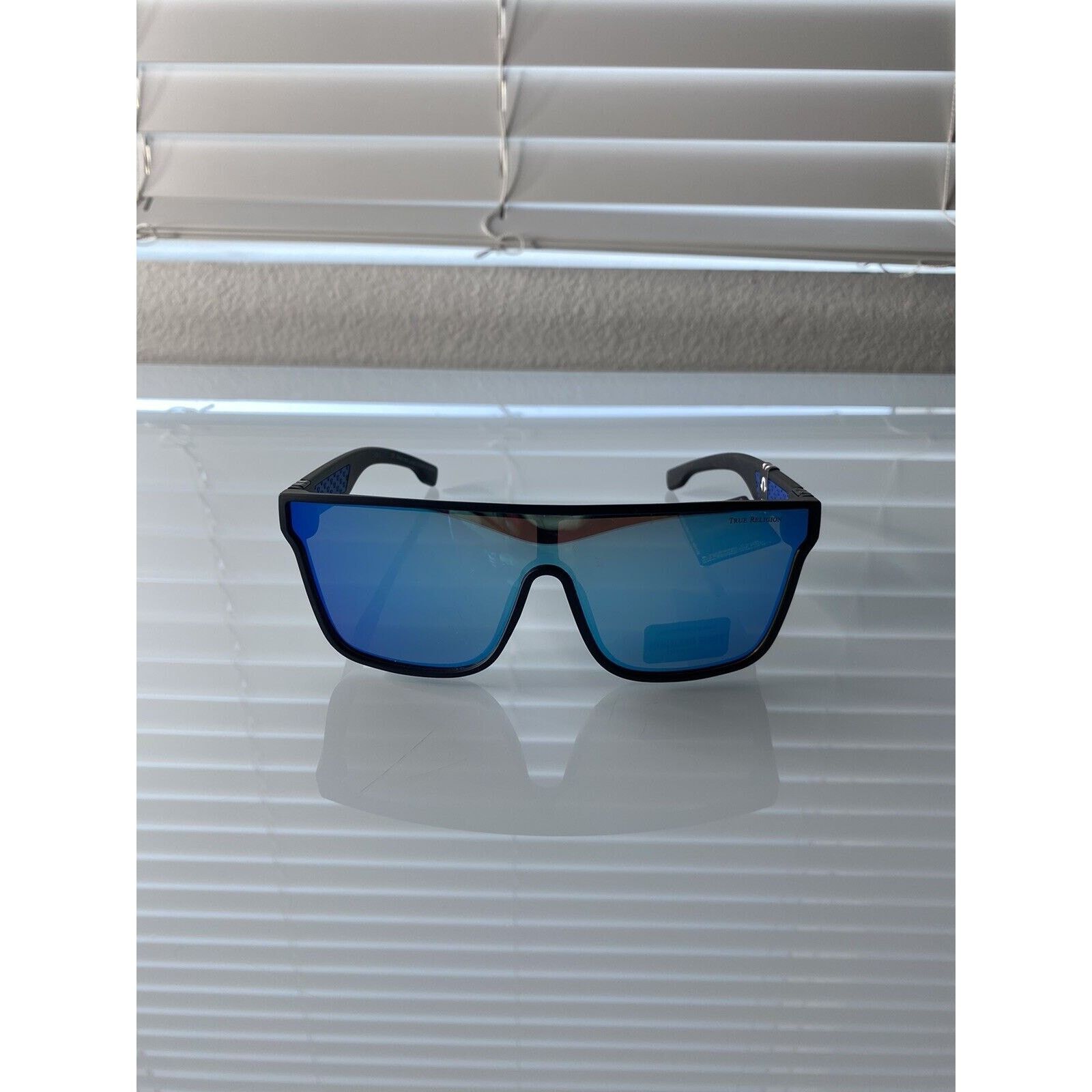 True Religion TRUE RELIGION Sunglasses Blue Mirror Shield Blk Frames Size ONE SIZE - 3 Thumbnail