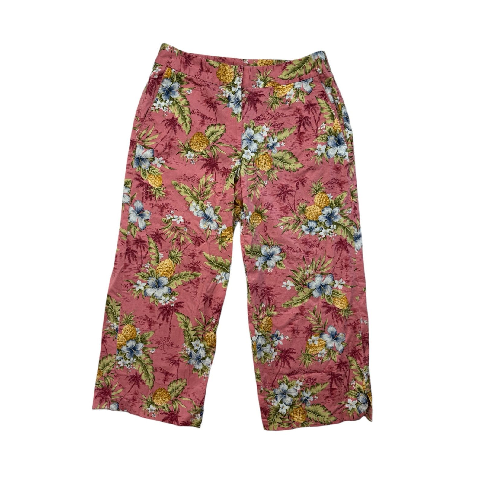Tommy Bahama TOMMY BAHAMA Tropical Floral Pink Wide Leg Chinos Size 6 Size 28" / US 6 / IT 42 - 1 Thumbnail