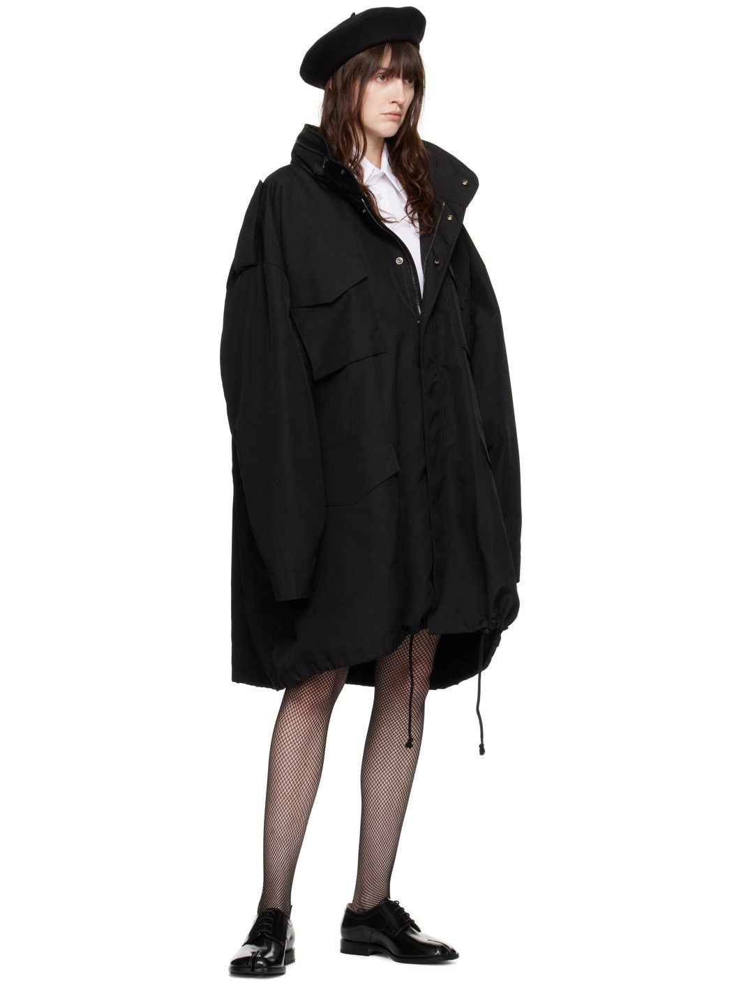 Maison Margiela oc11z1025 Concealed-Hood Parka Coat in Black Size M / US 6-8 / IT 42-44 - 2 Thumbnail
