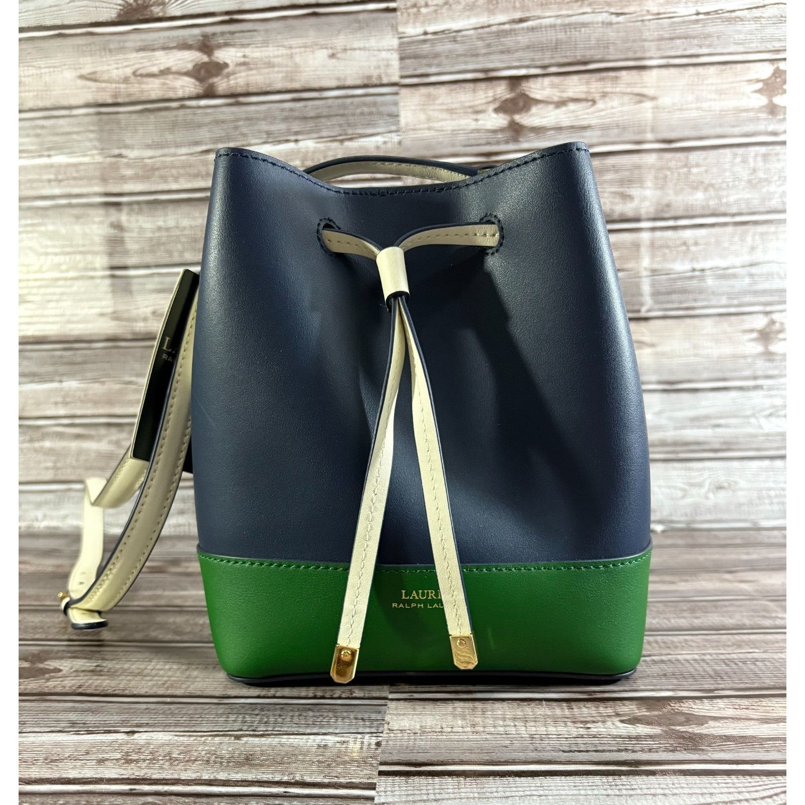 Lauren Ralph Lauren Lauren Ralph Lauren Leather Dryden Drawstring Bag color navy Size ONE SIZE - 1 Thumbnail