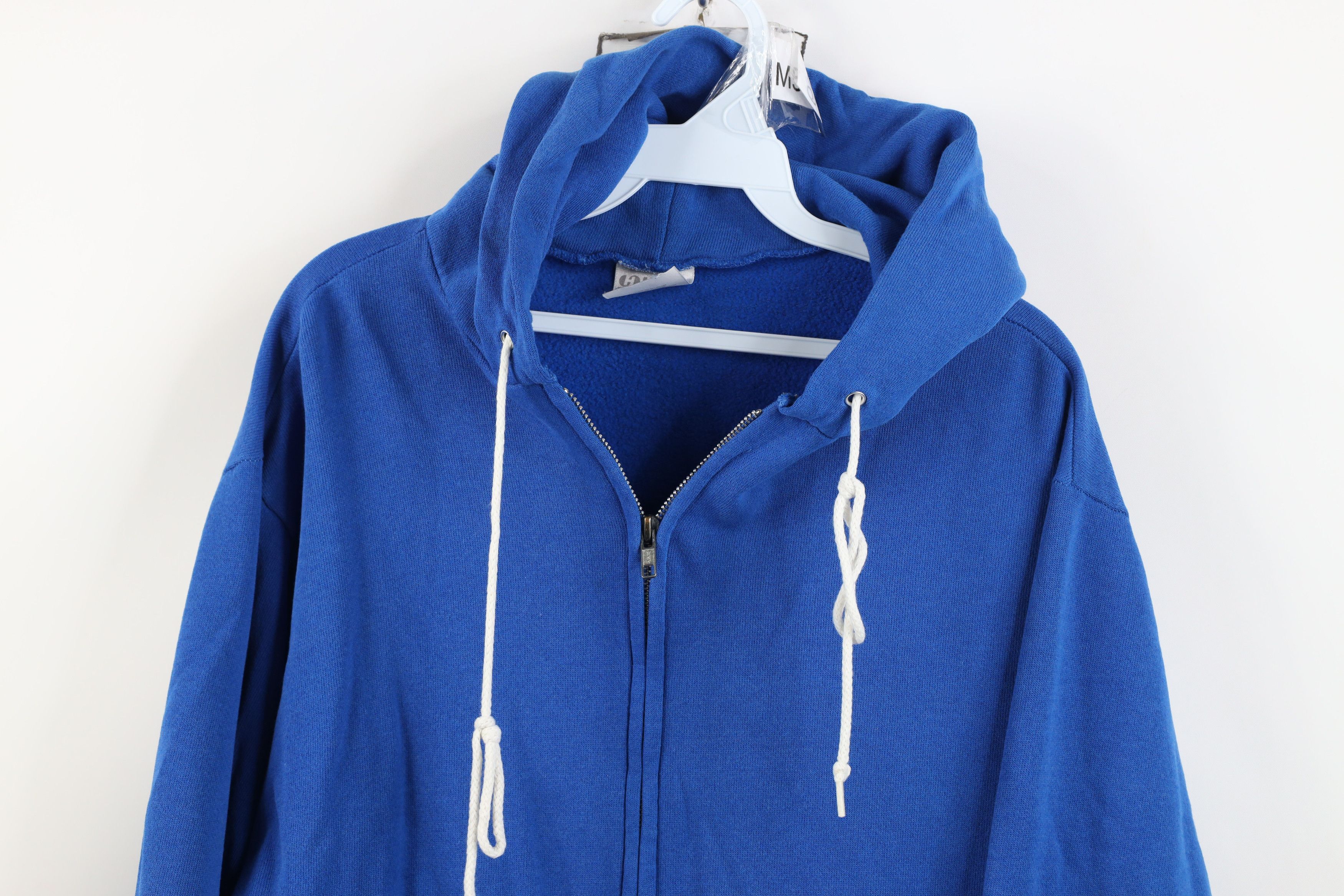 Hanes Vintage 80s 90s Hanes Full Zip Hoodie Sweatshirt Blue USA Size US L / EU 52-54 / 3 - 2 Thumbnail