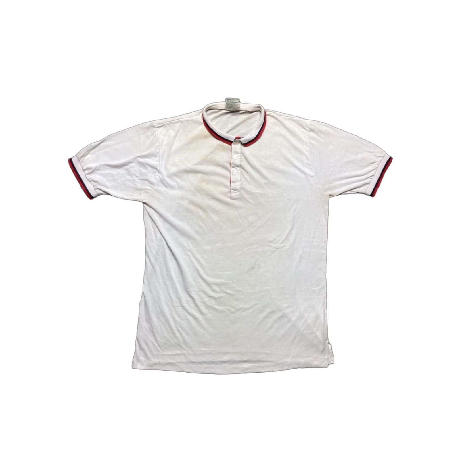 Vintage VINTAGE BRUT Polo Shirt Short Sleeve Striped Ringer White Large Adult Mens 1970s Size US L / EU 52-54 / 3 - 1 Thumbnail