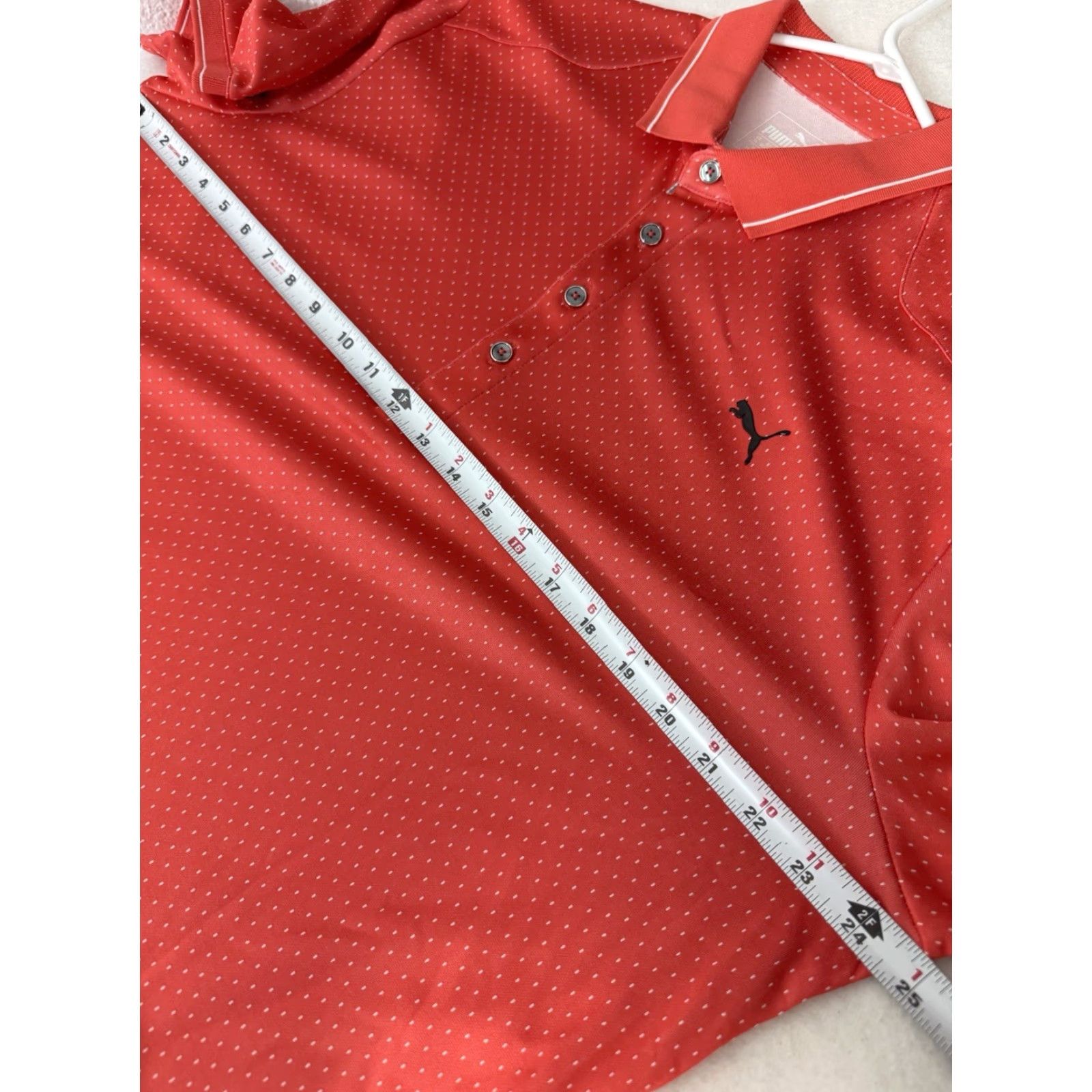 Puma Puma Polo Shirt Men XL Pink Salmon Dot Baseball-Style Polo Shirt For Golf, Beach, Driving - Puma Sportlifestyle Beach & Golf Polo Mens XL Pink Size US XL / EU 56 / 4 - 3 Thumbnail