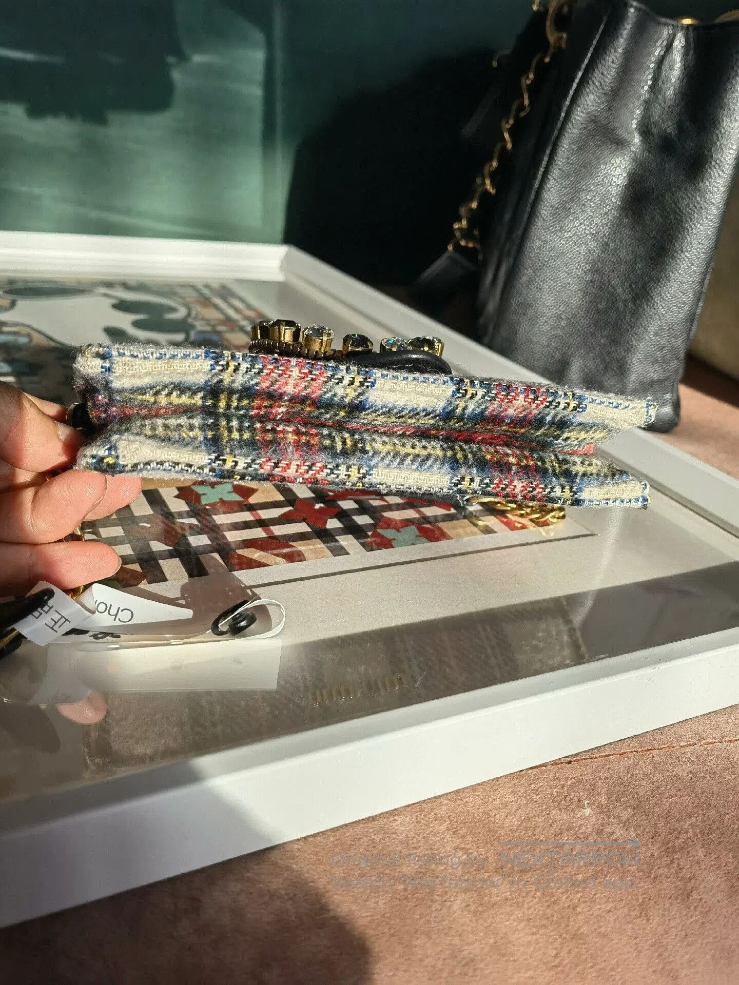 Miu Miu Miu Miu Plaid Crystal Shoulder Bag. Size ONE SIZE - 3 Thumbnail