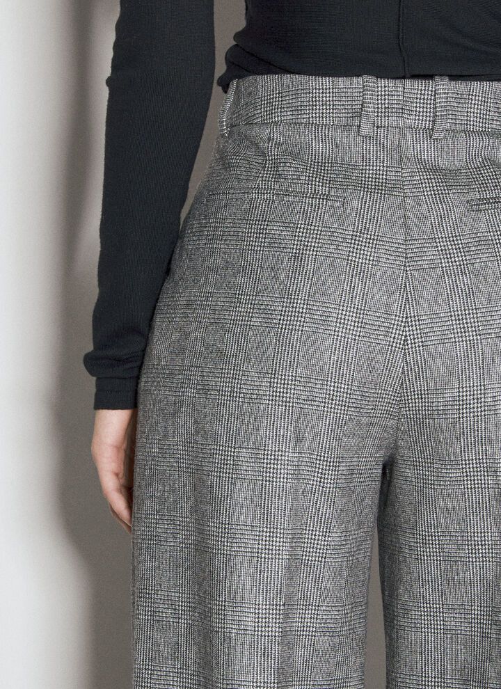 Saint Laurent Paris o1s1wg111124 Flared Pants in Prince Of Wales Flannel in Grey Size 26" / US 2 / IT 38 - 4 Thumbnail