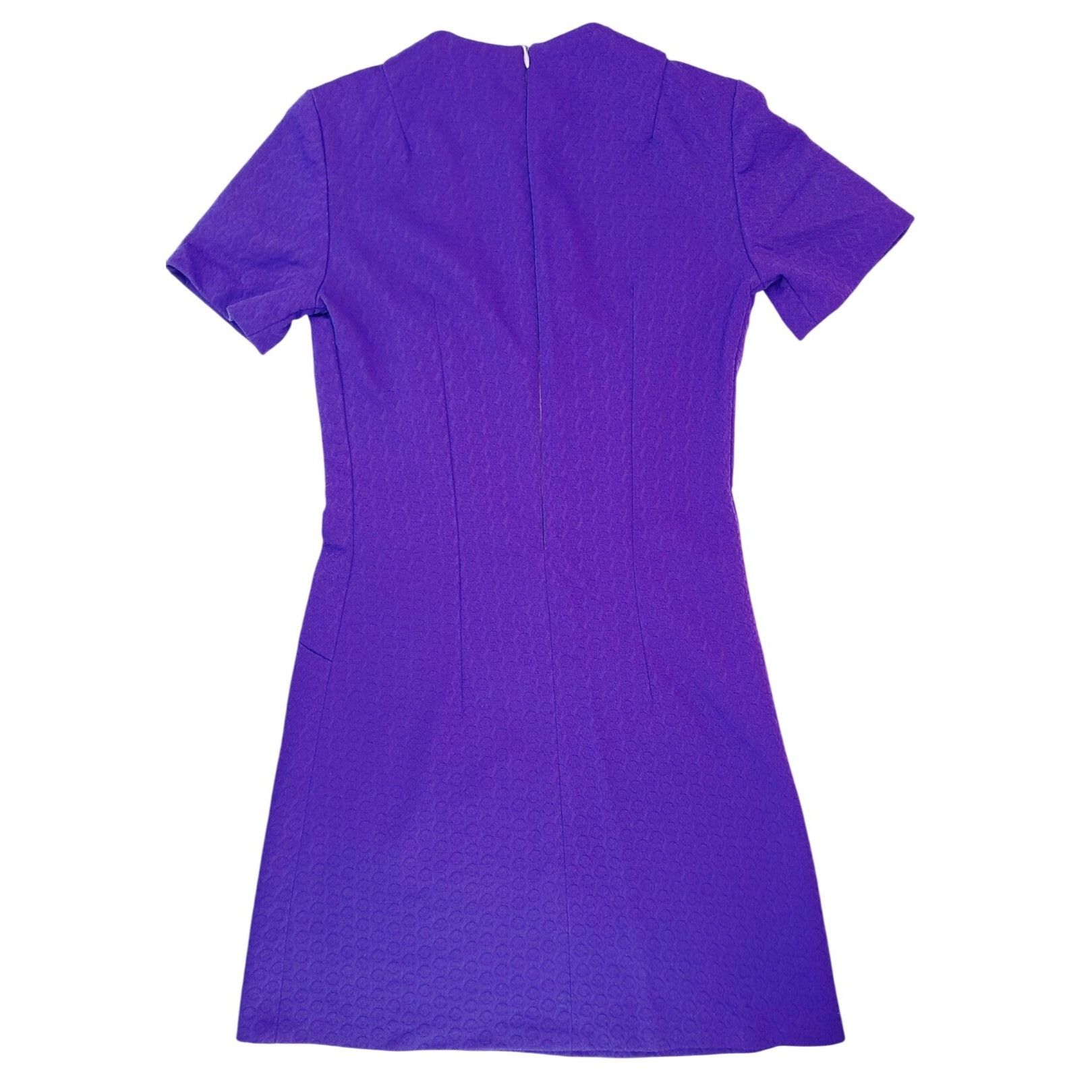 Handmade Vintage Handmade Purple Dress Textured Short Sleeve A-Line Size S / US 4 / IT 40 - 3 Thumbnail