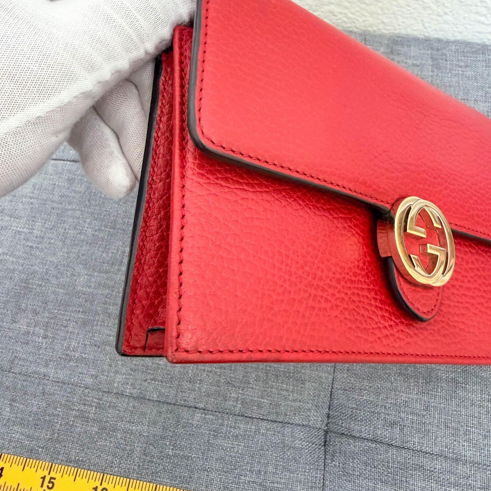 Gucci Gucci Red Leather Interlocking G Chain Bag-3 Size ONE SIZE - 13 Thumbnail