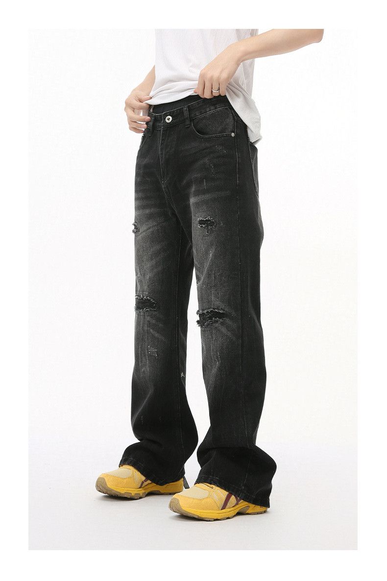 Japanese Brand × Jean Street Washed Vintage Mid-Rise Black Ripped Jeans Size US 32 / EU 48 - 4 Thumbnail