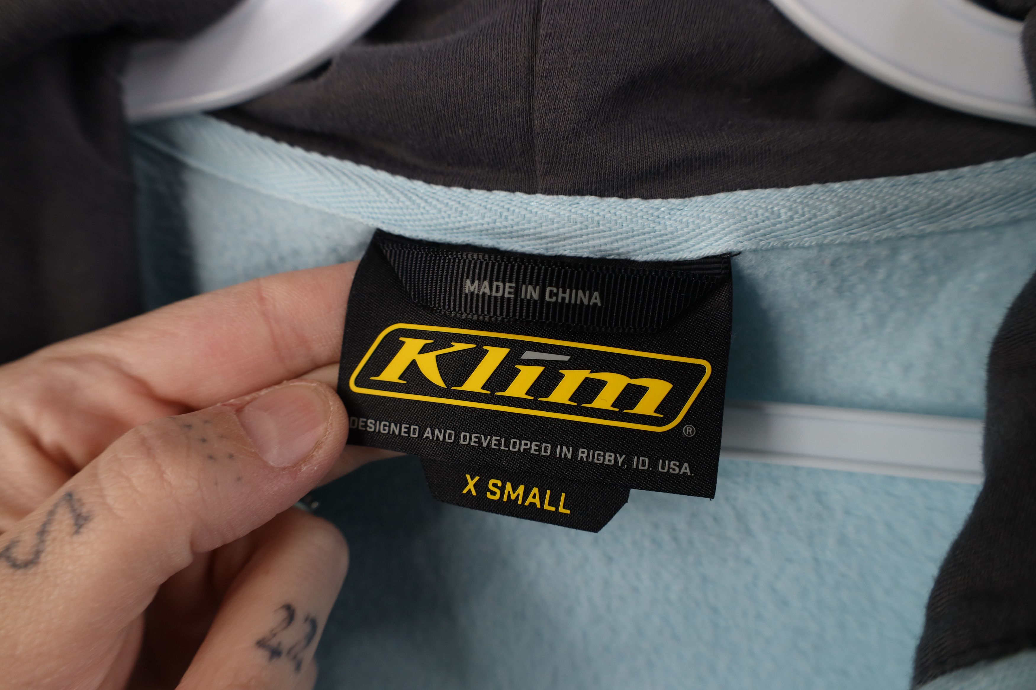 Vintage Klim Racing Spell Out Full Zip Hoodie Sweatshirt Light Blue Size XS / US 0-2 / IT 36-38 - 7 Thumbnail