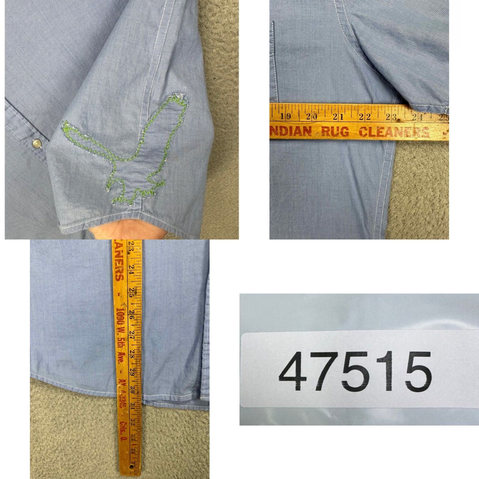 Vintage VINTAGE American Eagle Shirt Mens Large Blue Hairline Stripe Button Up Casual Workwear Short Sleeve Clothing Size US L / EU 52-54 / 3 - 8 Thumbnail