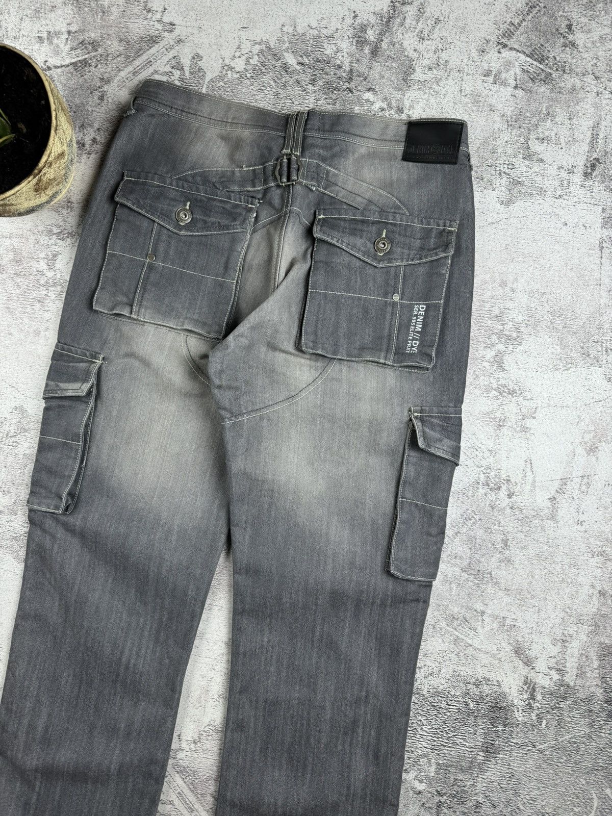 Japanese Brand Denim & Dye Rap Distressed Faded Cargo Multipocket Jeans Size US 34 / EU 50 - 4 Thumbnail