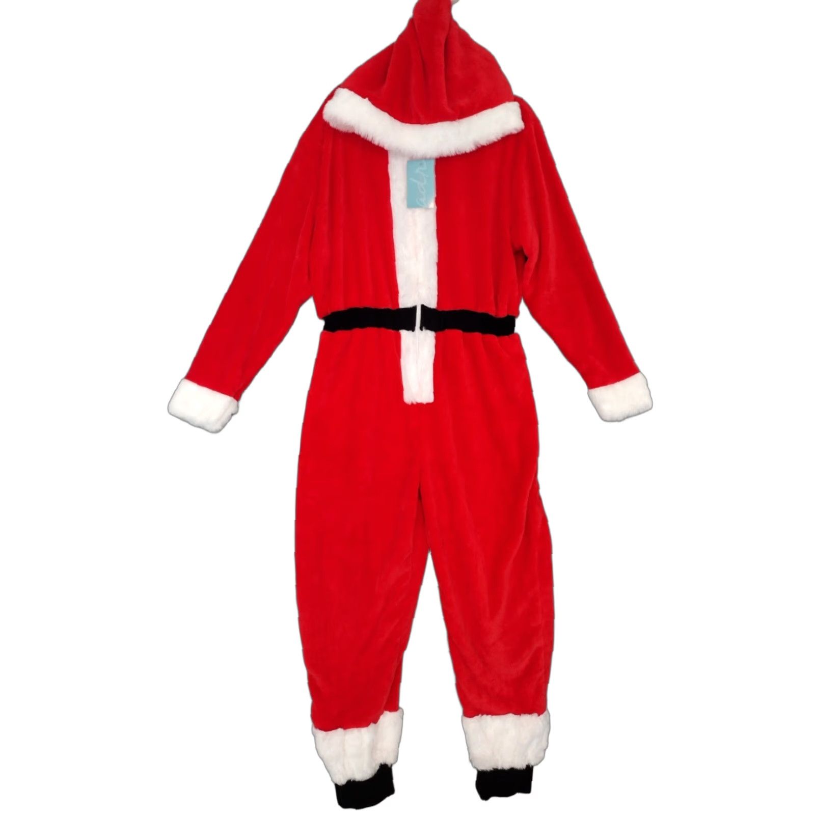 Vintage Alexander Del Rossa Unisex Fleece One Piece Santa Suit Pajamas Red L Size 42R - 1 Thumbnail