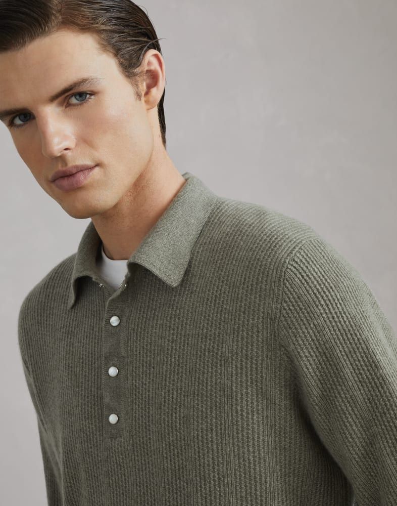 Brunello Cucinelli o1w1db10825 Knitted Polo Shirt in Green Size US S / EU 44-46 / 1 - 2 Thumbnail