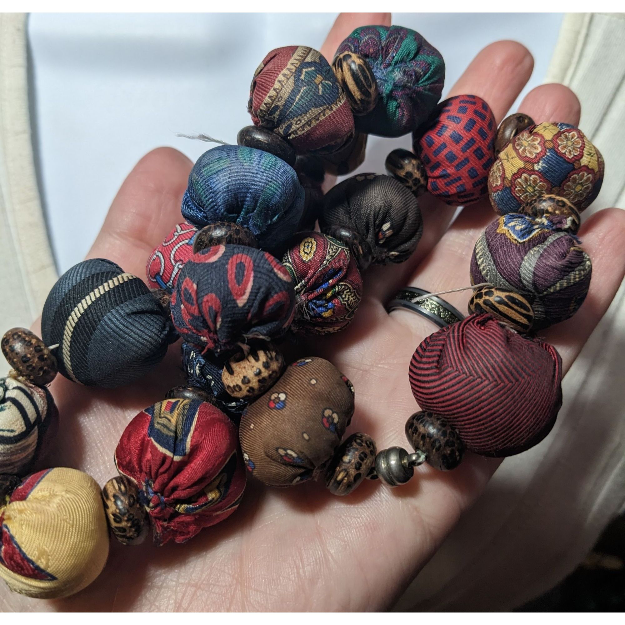 Other Vintage Rustic Silk Kantha Nut Earth Tone Necklace Size ONE SIZE - 4 Thumbnail