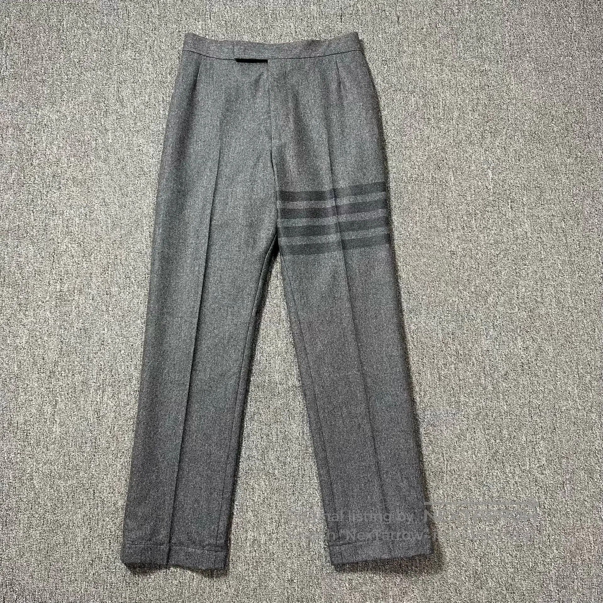 Thom Browne Thom Browne Gray Four Stripes Wool Trousers. Size US 26 / EU 42 - 1 Thumbnail