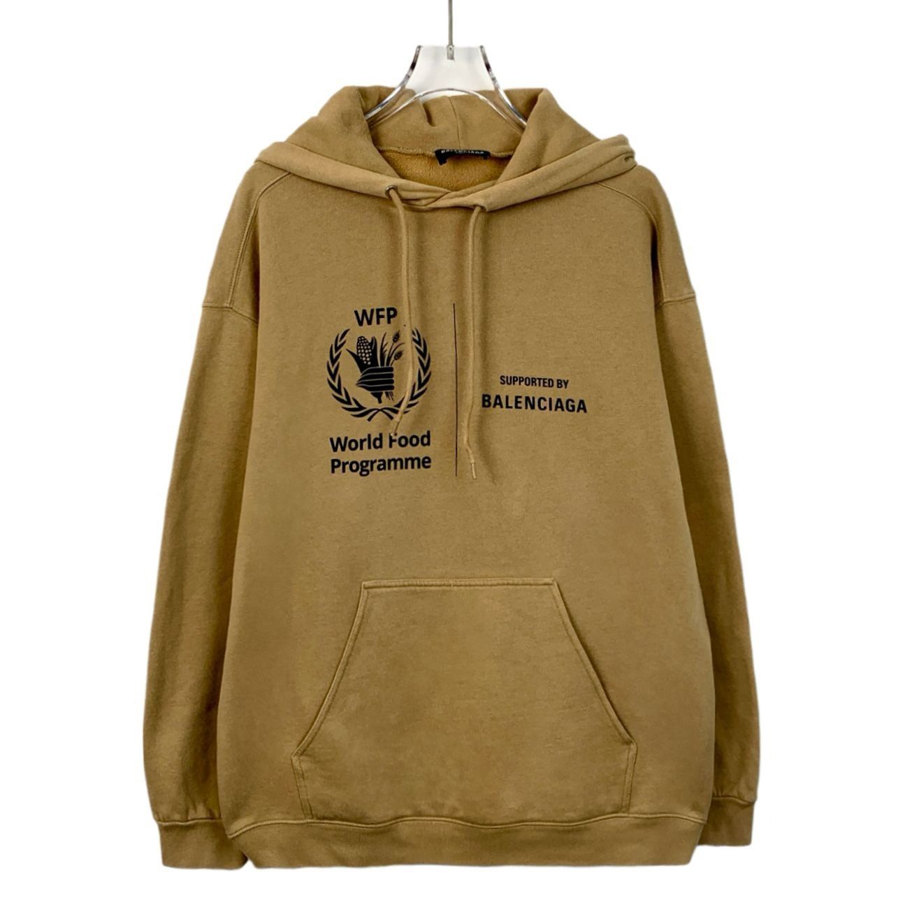 Balenciaga Balenciaga x WFP Brown Hoodie with Drawstring and Letter Pri Size S / US 4 / IT 40 - 1 Thumbnail